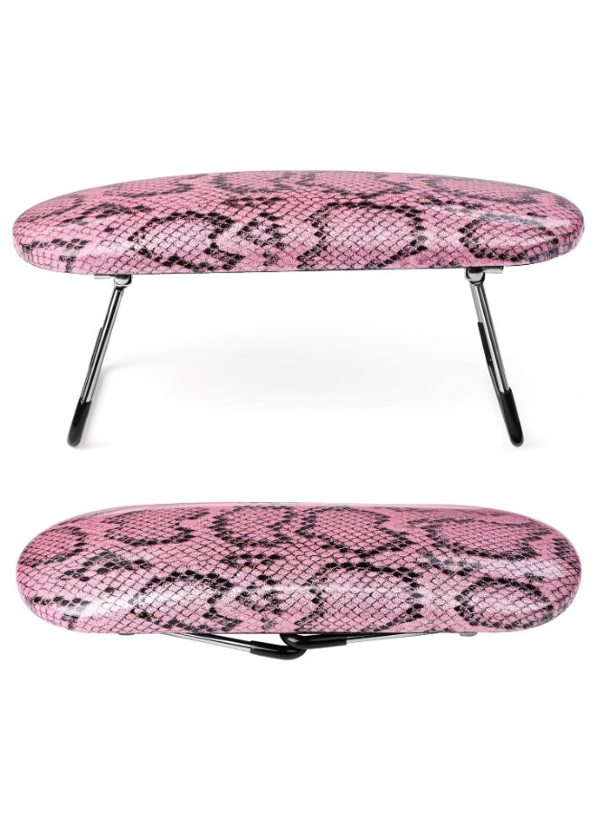 krofaue Nail Arm Rest Professional Nail Hand Rest Stand Foldable PU Leather HighDensity Sponge Nail Arm Rest for Nail Tech with NonSlip Stable Reduces Hand Fatigue Fit for Manicure Salon Use Pink - Image 2