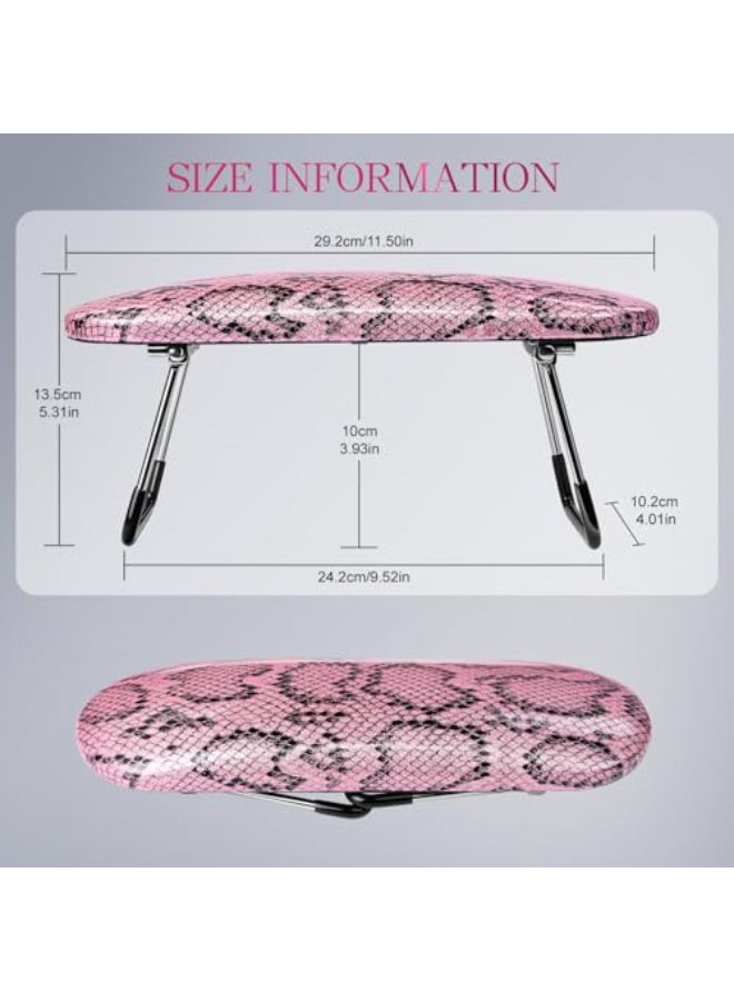 krofaue Nail Arm Rest Professional Nail Hand Rest Stand Foldable PU Leather HighDensity Sponge Nail Arm Rest for Nail Tech with NonSlip Stable Reduces Hand Fatigue Fit for Manicure Salon Use Pink - Image 3