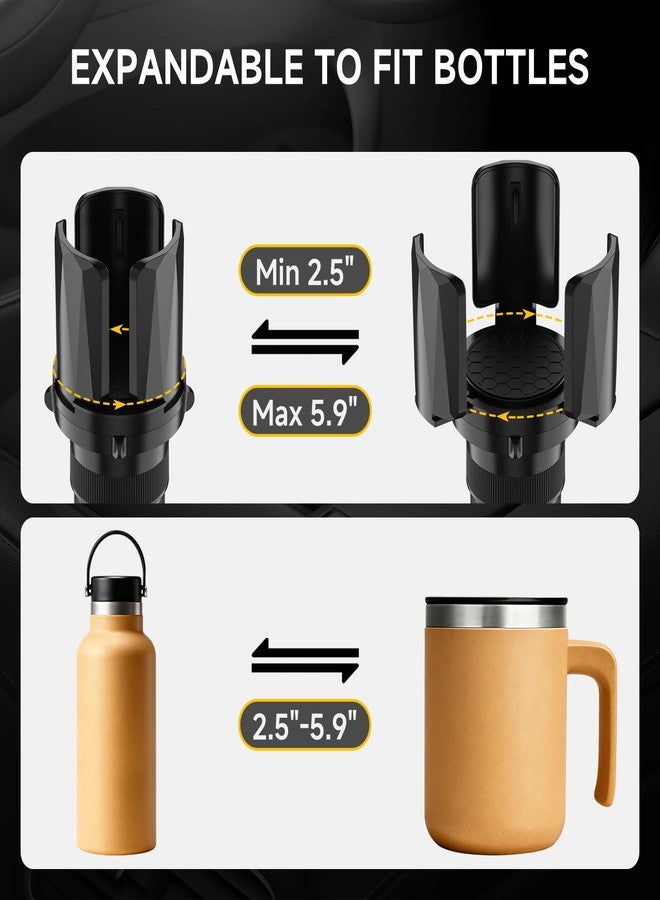 DYLEN Car Cup Holder Expander, Cup Holder Expander Adapter for Car with Expandable Arms, Fits Yeti, HydroFlask, Stanley 14-64oz, Other Large Drinks and Mugs in 2.5”-5.9” - Image 4