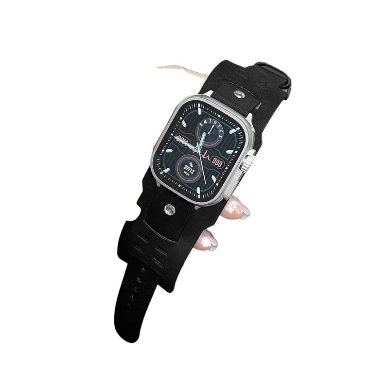Leather Smartwatch Band for daily smartwatch wear and replacement strap Black Travel Use Outdoor Use Portable Use Routine Use Personal Use Indoor - Image 5