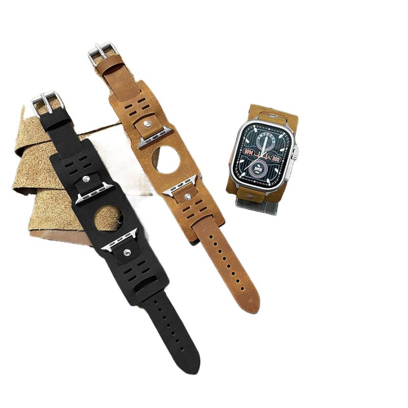 Leather Smartwatch Band for daily smartwatch wear and replacement strap Black Travel Use Outdoor Use Portable Use Routine Use Personal Use Indoor - Image 3