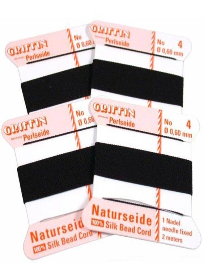 Griffin Silk Griffin Bead Stringing Cord #4 Black 4Pcs