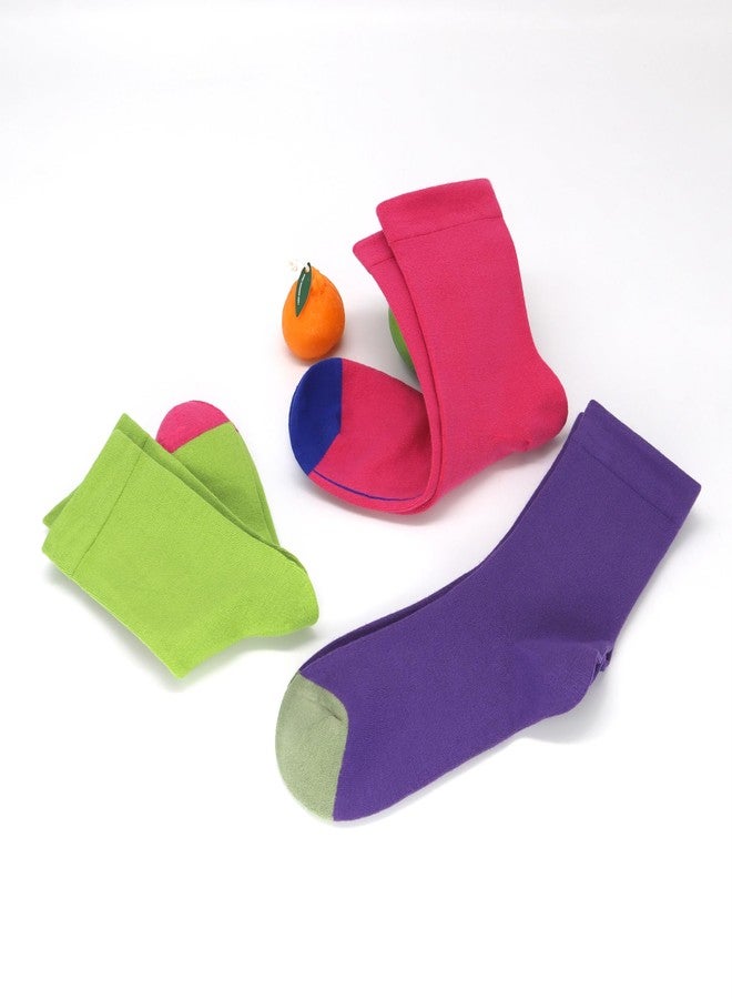 SERISIMPLE Women's Rayon Bamboo Thin Crew Socks Vivid Color Dress Casual Super Soft Wide Fun Stretchy 3 Pairs (US, Alpha, Medium, Regular, Regular, Assorted) - Image 4