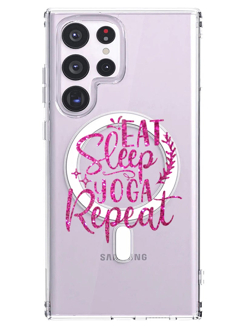 Theodor Magnetic Case for Samsung Galaxy S23 Ultra 6.8-inch Compatible with MagSafe Wireless Charging, Shockproof Phone Bumper Cover Eat sleep yoga repeat copy - Image 1