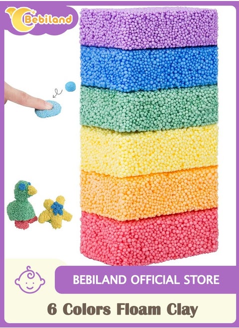 6 Colors Floam Clay, Modeling Foam Beads Play Kit for Kids, Educational Magic Clay, DIY Art Crafts, Preschool Toys for Motor Skills