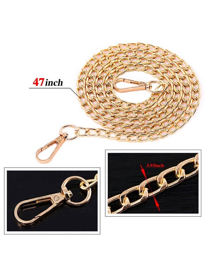 Swpeet Swpeet 3Pcs Luxury Fashion 47 Inche Replacement Flat Chain Strap with Buckles Set, Perfect for DIY Metal Shoulder Cross Body Bag Hand Bag Purse Replacement （ Gold + Silver+ Gun-Black  - Image 2