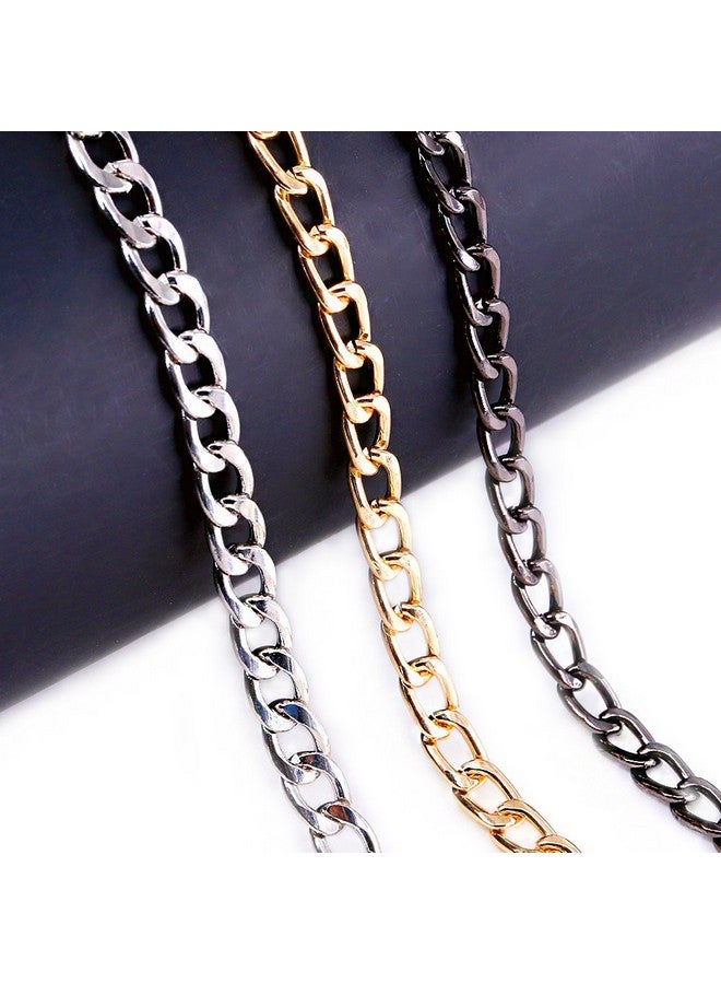 Swpeet Swpeet 3Pcs Luxury Fashion 47 Inche Replacement Flat Chain Strap with Buckles Set, Perfect for DIY Metal Shoulder Cross Body Bag Hand Bag Purse Replacement （ Gold + Silver+ Gun-Black  - Image 5