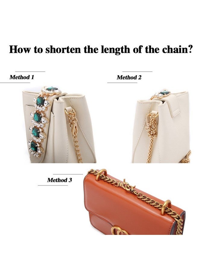 Swpeet Swpeet 3Pcs Luxury Fashion 47 Inche Replacement Flat Chain Strap with Buckles Set, Perfect for DIY Metal Shoulder Cross Body Bag Hand Bag Purse Replacement （ Gold + Silver+ Gun-Black  - Image 4