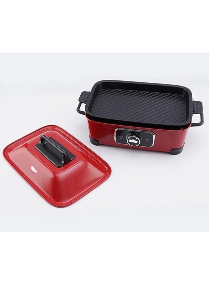 دي اس بي آلة طهي كهربائي 4 * 1 مطبخ متعدد الوظائف هيكل أواني منفصله آمنة للاستخدام وسهلة التنظيف الوظائف القلي الشوي البخر والطهي في وعاء الشوربة حماية من الحرارة الزائدة بقده 1400 وات - Image 4