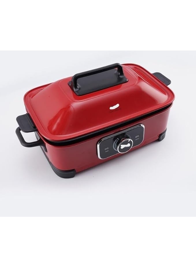 دي اس بي آلة طهي كهربائي 4 * 1 مطبخ متعدد الوظائف هيكل أواني منفصله آمنة للاستخدام وسهلة التنظيف الوظائف القلي الشوي البخر والطهي في وعاء الشوربة حماية من الحرارة الزائدة بقده 1400 وات - Image 5