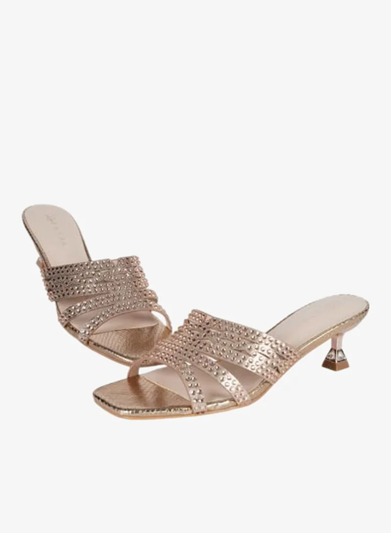 Zayna Rose Gold 221-219 Zayna Ladies Kitten Heel Sandals 2G9183-532 Rose Gold for Women | Best Price UAE