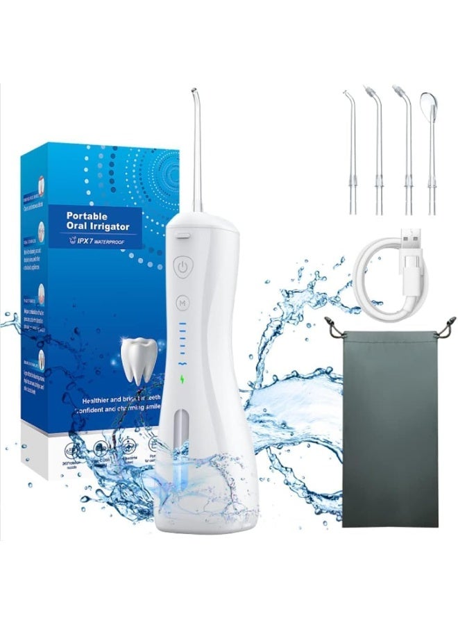 Zikra Water Flosser [Dental Cordless Portable] 6 Modes & IPX7 Waterproof Rechargeable Oral Irrigator Water Teeth Cleaner Floss Pick, Home Use WaterFlossers for Braces Bridges/Gum Care (White) - Image 1