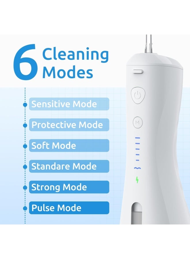 Zikra Water Flosser [Dental Cordless Portable] 6 Modes & IPX7 Waterproof Rechargeable Oral Irrigator Water Teeth Cleaner Floss Pick, Home Use WaterFlossers for Braces Bridges/Gum Care (White) - Image 2