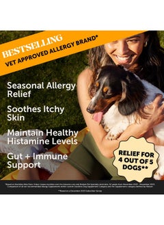 Pet Honesty Pet Honesty Allergy Itch Relief for Dogs - Dog Allergy Support Immunity Supplement - Dog Allergy Chews, Probiotics for Dogs, Seasonal Allergies, Skin and Coat Supplement - Peanut Butter (90ct)  - Image 2