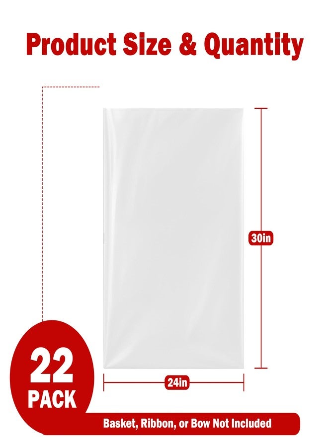 Homrelaxy 22 Pcs 24 x 30 Inches Cellophane Bags for Gift Baskets, Plastic Clear Basket Bags, Cellophane Wrap for Gift Baskets for Birthday, Wedding, Thanksgiving - Image 2