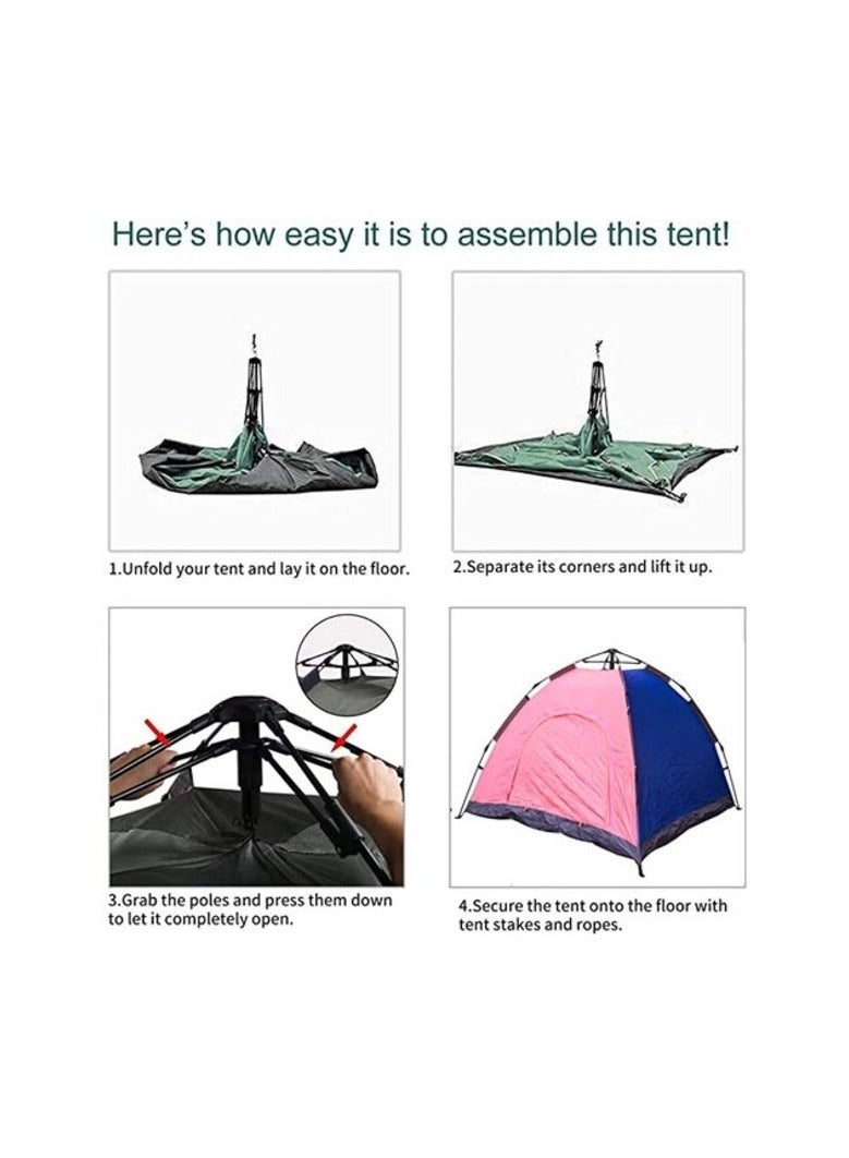 ENMAC Camping Tent for 3-4 Person, Easy Instant Pop Up Tent Automatic Tent, Assorted Color - Image 2