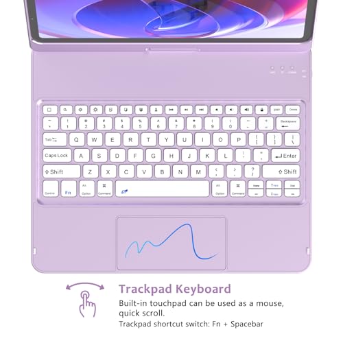 KBCASE Touch Keyboard Case for iPad Air 13 inch (M3/M2, 2025/2024)/for iPad Pro 12.9 inch 3rd/4th Gen 2018/2020, 360°Rotatable Case with Touchpad & Pencil Holder for iPad Air 13 inch (Light Purple) - Image 4