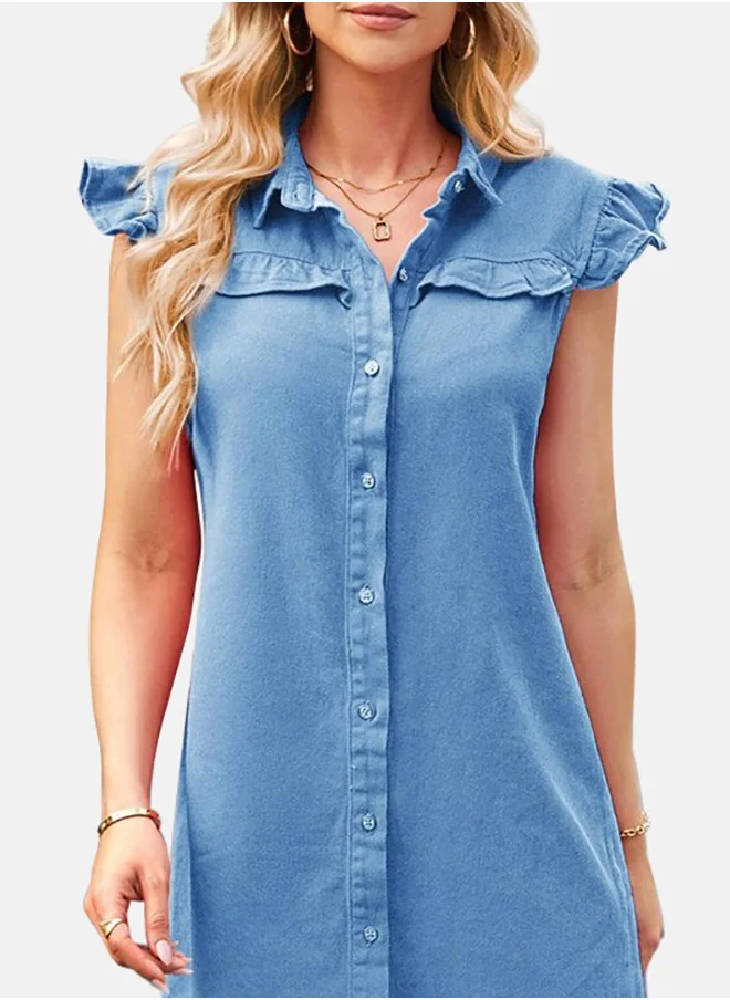 يونيكي Blue Denim Casual Denim Dress