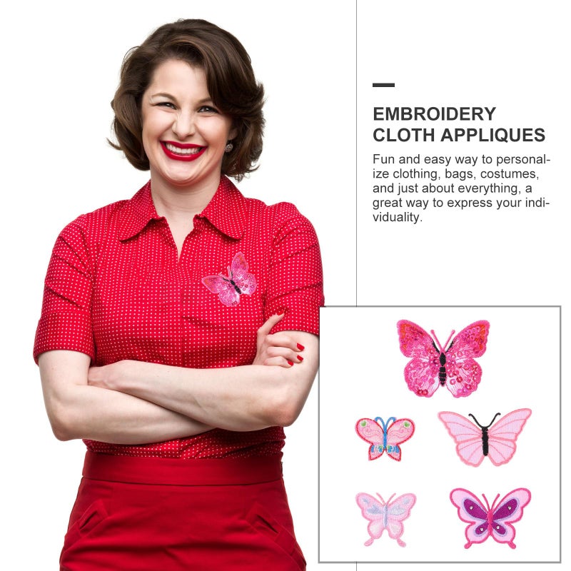 Pink Butterfly Embroidery Patches For Clothing DIY Repair And Decoration - Image 4