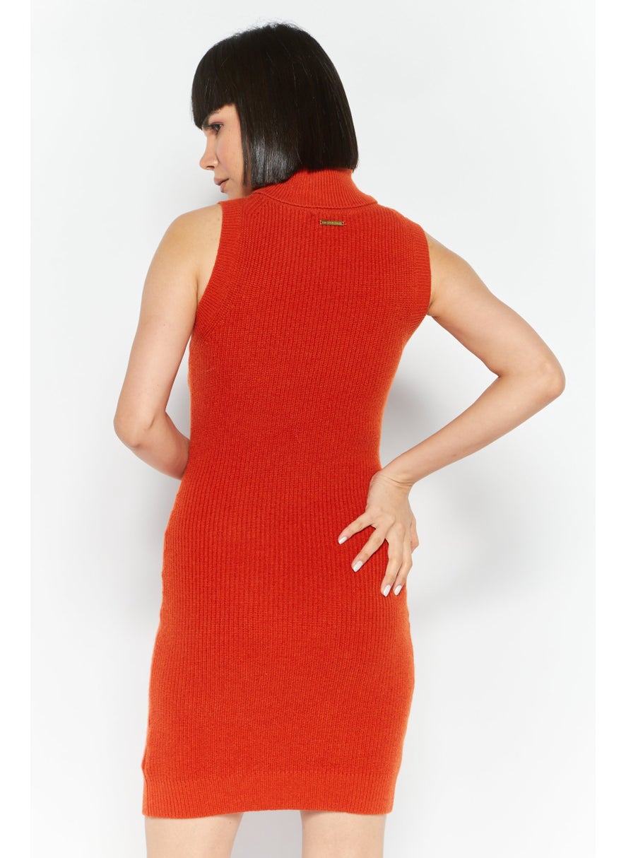 Michael Kors - Women Ribbed Mini Dress, Brown - Image 1