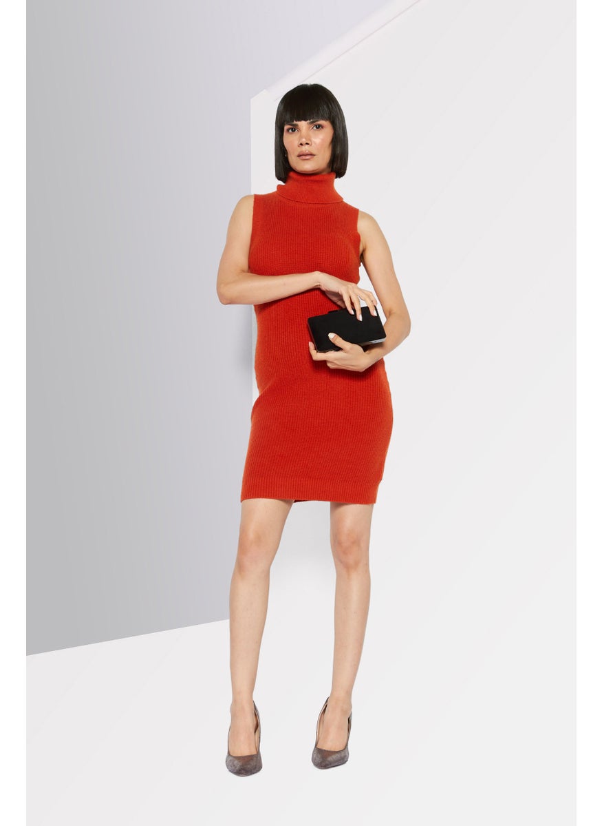 Michael Kors - Women Ribbed Mini Dress, Brown - Image 1