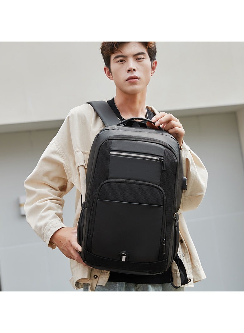 RAHALA Rl-2215 Casual Laptop Unisex Travel Professional Waterproof USB Port Backpack Bag - Black - Image 2