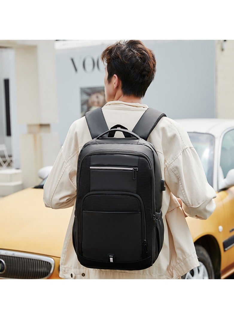 RAHALA Rl-2215 Casual Laptop Unisex Travel Professional Waterproof USB Port Backpack Bag - Black - Image 3