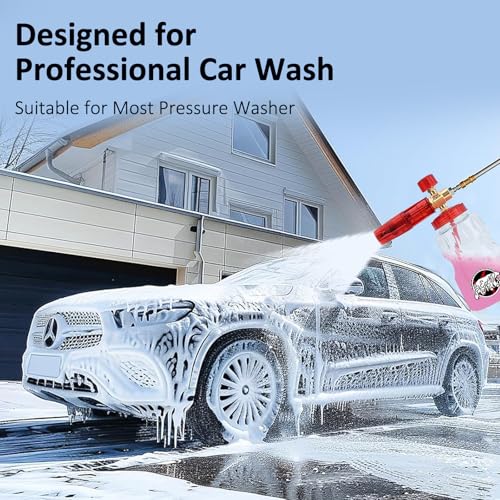 BEAR FORCE Pressure Washer Brass Foam Cannon Foam Generator Snow Foam Lance with 1/4” Quick Connector & 1.25mm & 1.10mm Orifice Nozzle, 360° Adjustable Thicker Snow Foam with 32 oz Soap Car Wash - Image 2