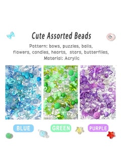 KASTWAVE 90~150 Acrylic Beads for Jewelry Making, Colorful Assorted Beads Cute Kawaii Aesthetic Beads for Bracelets Making Flower Butterfly Beads Bulk Necklaces DIY Mobile Phone Chains, Three Colors  - Image 5