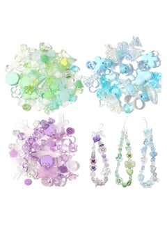 KASTWAVE 90~150 Acrylic Beads for Jewelry Making, Colorful Assorted Beads Cute Kawaii Aesthetic Beads for Bracelets Making Flower Butterfly Beads Bulk Necklaces DIY Mobile Phone Chains, Three Colors  - Image 1