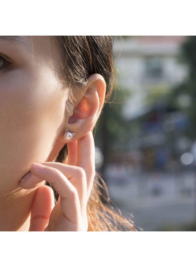 S.Leaf Cat Earrings Pearl Earrings Sterling Silver Earrings For Women Cat Memorial Gifts Cat Gifts For Cat Lovers - Image 5