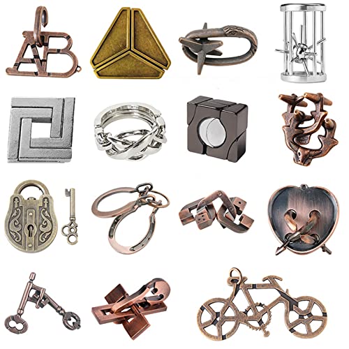 FantasyDay 15 Pcs Brain Teaser PuzzleMetal Puzzle Unlock Interlock IQ Test Game Magic Trick Toy Gift for Kids and Adults - Image 1