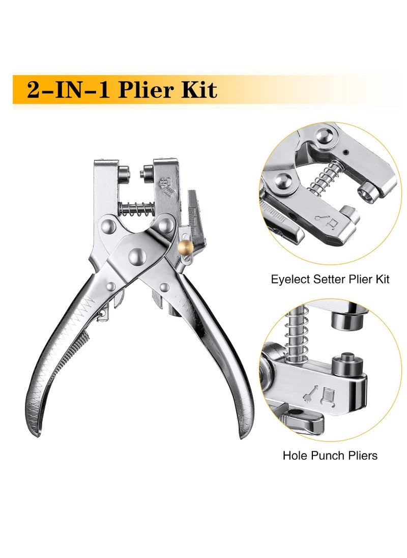 SYOSI - 3/16 Inch Grommet Tool Kit, Grommet Eyelet Plier Set, Eyelet Hole Punch Pliers Grommet Hand Press Pliers with 200 Pieces of Grommets Eyelets, Shoes Clothes Bags Craft Supplies - Image 1