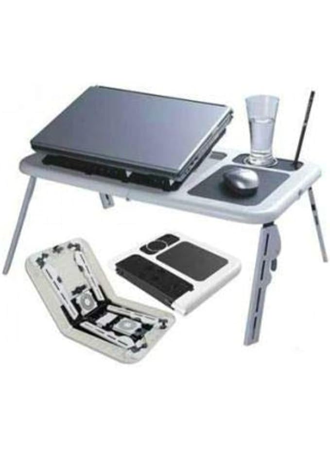 Adjustable Laptop Desk with Cooling Fan – Portable & Ergonomic Design – Ideal for Home and Office Use