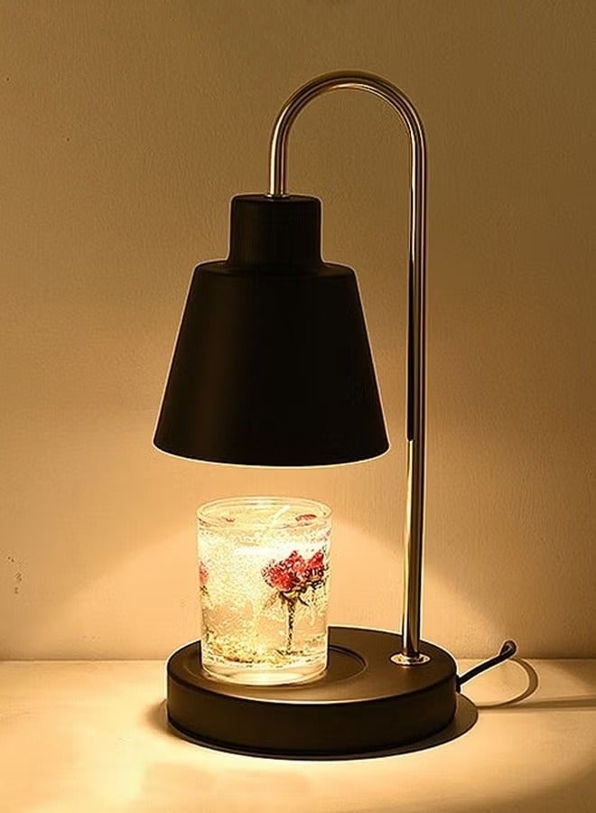 MIXDE Candle Warmer Lamp with Timer and Halogen Bulbs Vintage Classical Elegant Dimmable Electric Scented Candles Melter Aromatic Candle Holders for Home Bedside Decoration 16*34CM Black - Image 1