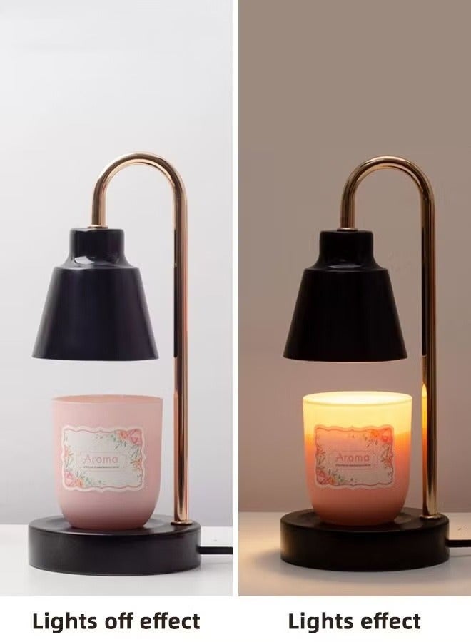 MIXDE Candle Warmer Lamp with Timer and Halogen Bulbs Vintage Classical Elegant Dimmable Electric Scented Candles Melter Aromatic Candle Holders for Home Bedside Decoration 16*34CM Black - Image 4