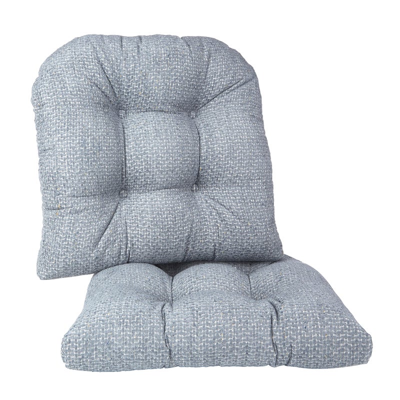 Klear Vu Gripper Overstuffed Universal NonSlip Dining Chair Cushions for Kitchen Decor or Office Use UShaped SkidProof Seat Pad 17x17 Inches 2 Count Pack of 1 Honeycomb Delft Blue