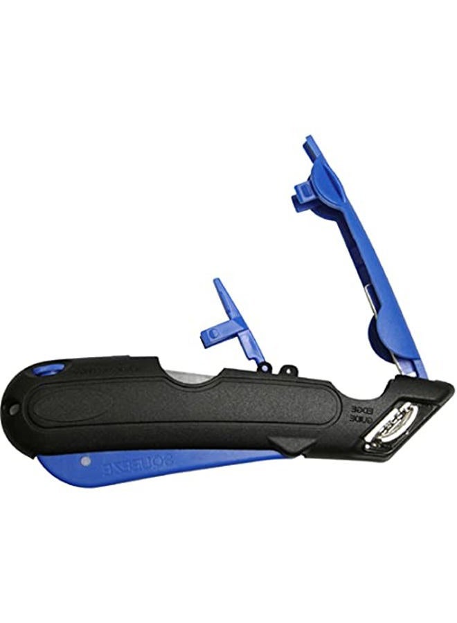 Veltec EZ-1000 Safety Box Cutter Utility Knife, 3 Blade Depth Setting, Squeeze Trigger and Dual Side Edge Guide, 2 Blades, Holster and Lanyard (Blue) - Image 2