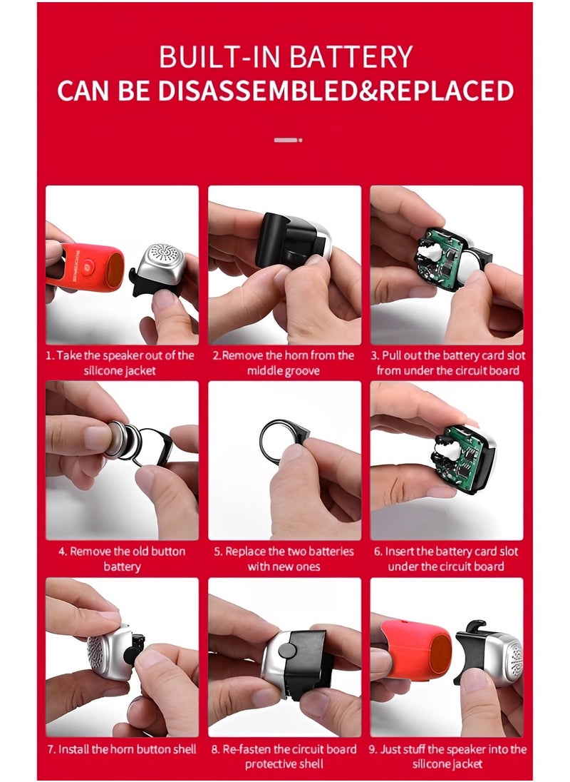 REOCLE Electric Bike Horn 90 DB Electra Bike Bell with 3 Available Ringtones & Water-resistant Cover Portable Loud Bike Horn Electronic for Adults Kids Bicycle Bells  - Image 5