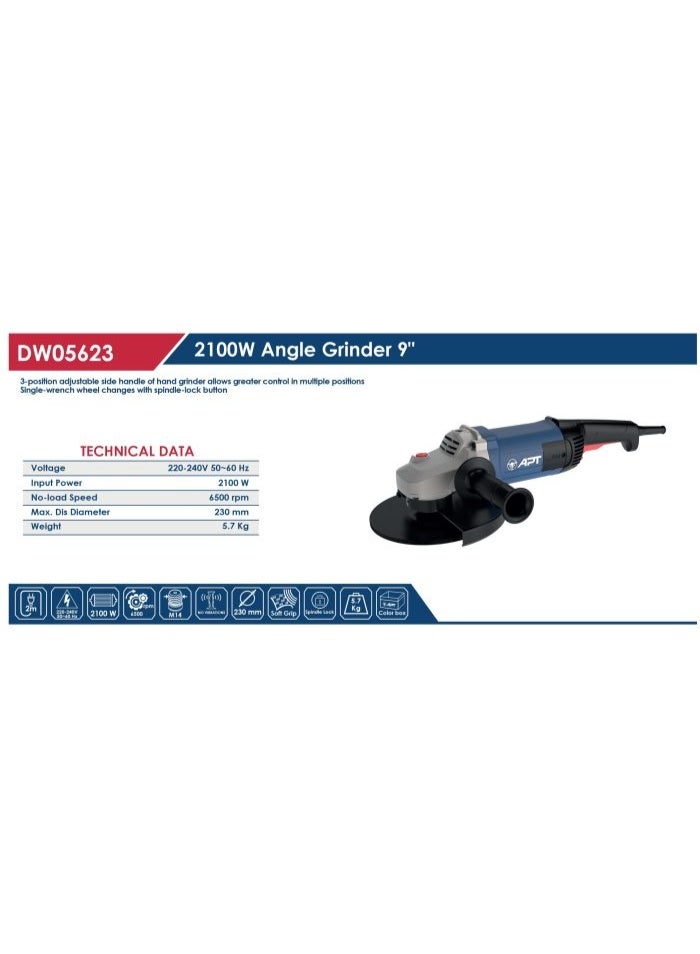 Apt 9-Inch 2100W Angle Grinder - Image 3