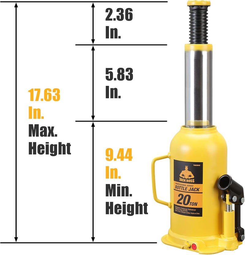 TORIN 20 Ton (40,000 LBs) Capacity Hydraulic Welded Bottle Jack, TH92004X - Image 2
