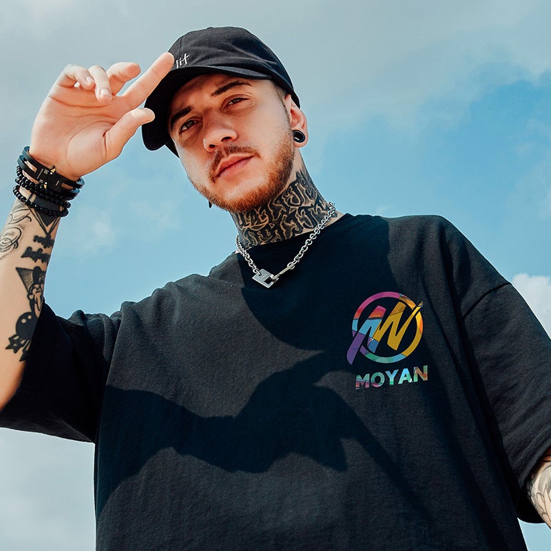 American Street Fashion Brand Hip Hop Short Sleeve Men'S Loose Plus Size Plus Size Plus Size Half Sleeve T-Shirt Ins Fashion Couple Wear Summer - Image 4