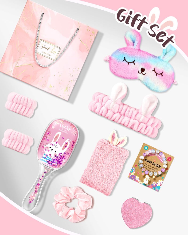 Swooflia Easter Basket Stuffers Bunny Gifts for Teen Girls - Birthday Gifts for Teenage Girls, Easter Bracelets Socks Brushes Headband Gift Baskets for Young Sisters Friend Daughter - Image 2