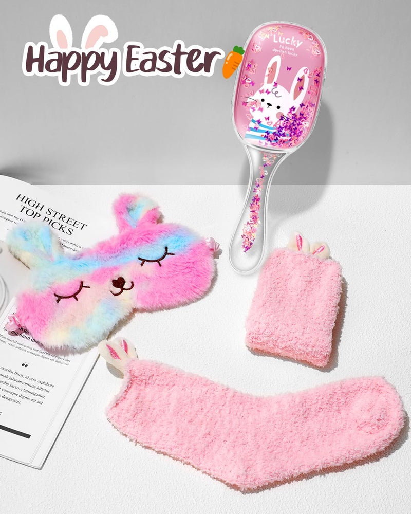 Swooflia Easter Basket Stuffers Bunny Gifts for Teen Girls - Birthday Gifts for Teenage Girls, Easter Bracelets Socks Brushes Headband Gift Baskets for Young Sisters Friend Daughter - Image 4