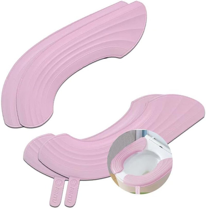 YANMENG Toilet Seat Cover Warmer With Handle, Toilet Seat Cushion With Lift, U-Shaped Scrubbable Wash.(Light pink 2 Sets) - Image 1