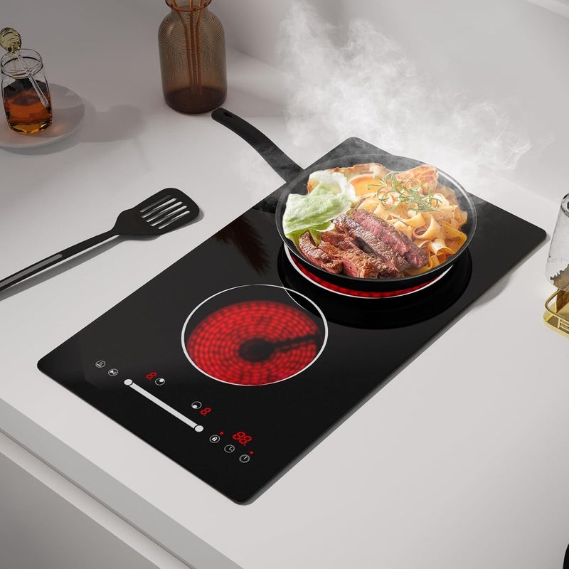 Electric Kitchen Plate with Two Infrared Burners for Cooking, 3000 W Domino to Insert, Two Heating Elements Stove, Built-in Kitchen 230 V - Image 1