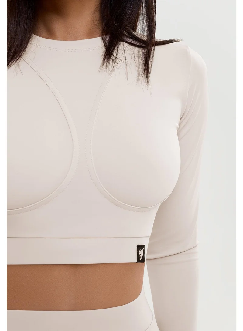 Bona Fide Rashguard Extra Crop Top for Ladies – Beige