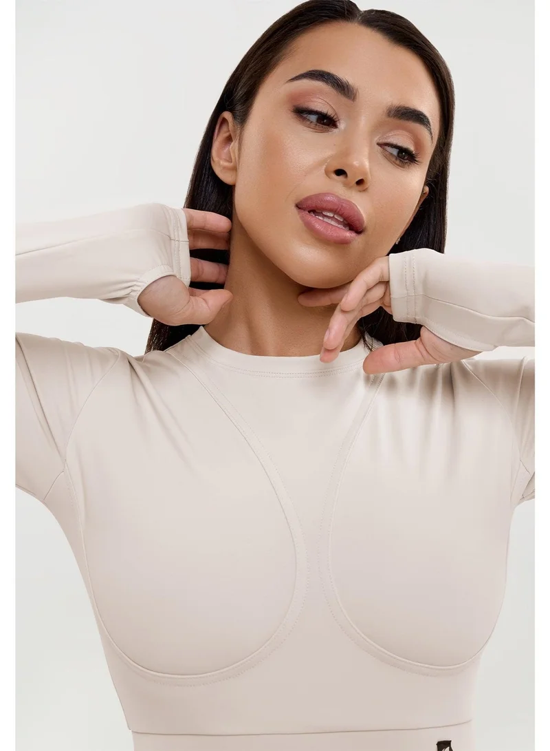 Bona Fide Rashguard Extra Nude Rashguard Extra Crop Gym Top for Women for Women | Best Price UAE