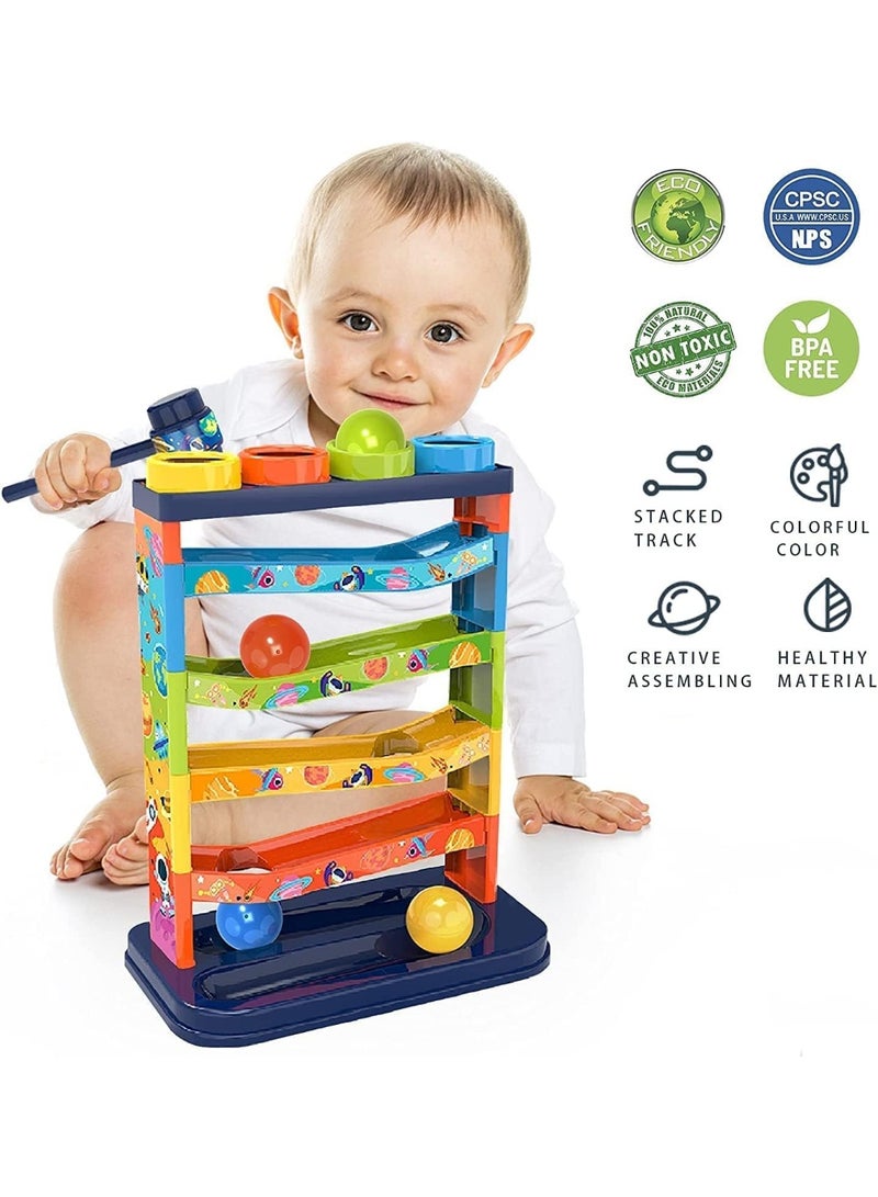 Soofam Pound a Ball Toy for Toddlers Boys and Girls, Hammer and Ball Toys with Ramp Tower Multicolored Balls, STEM Developmental Educational Fun Learning Toy Hammering Pounding Toys - Image 2