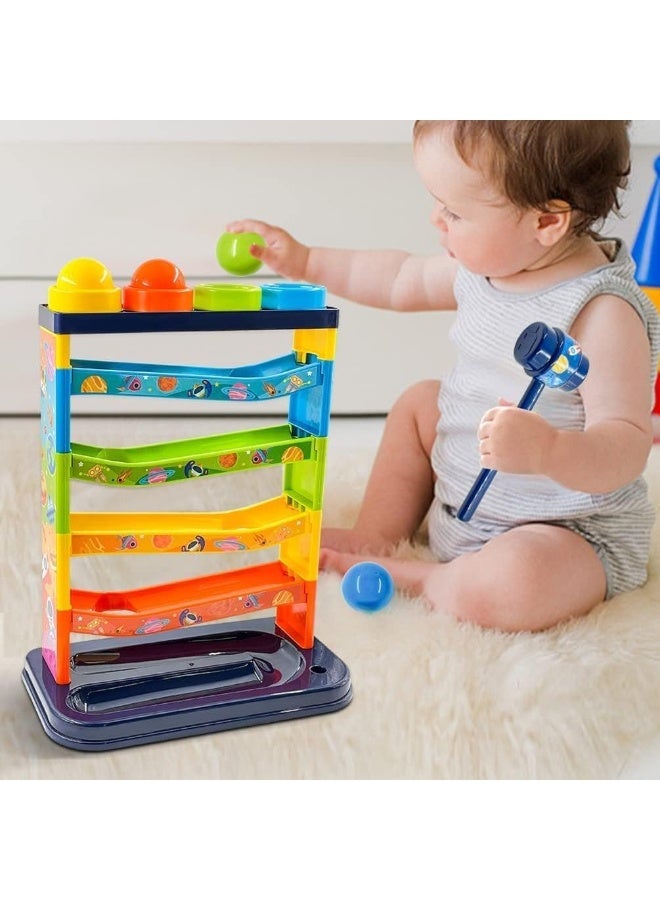 Soofam Pound a Ball Toy for Toddlers Boys and Girls, Hammer and Ball Toys with Ramp Tower Multicolored Balls, STEM Developmental Educational Fun Learning Toy Hammering Pounding Toys - Image 4